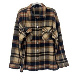 BTFBM Women's Long Sleeve Button Down Plaid Flannel Tops Oversized Shackets XXL